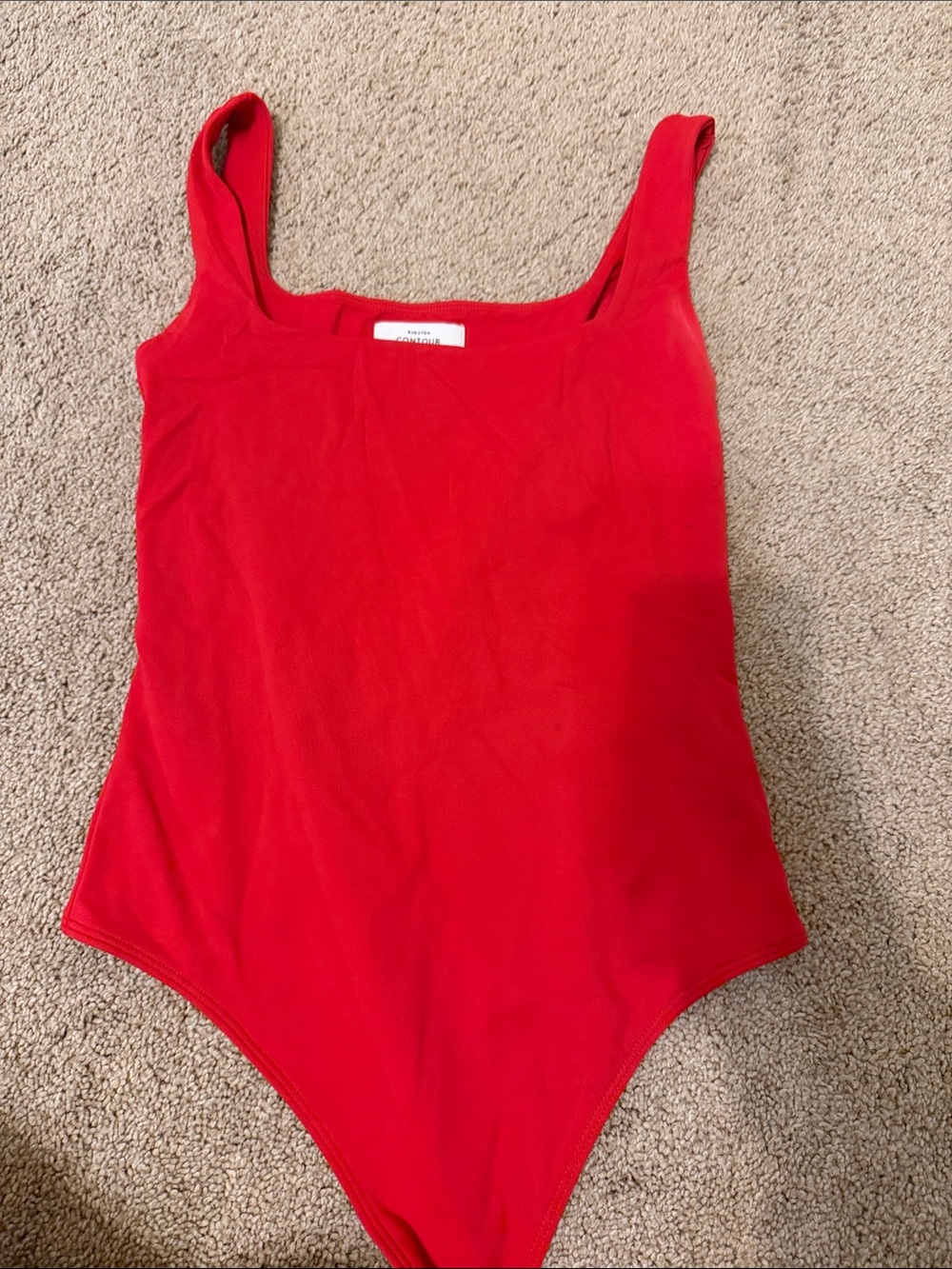 Aritzia Contour Red Square-Neck Bodysuit